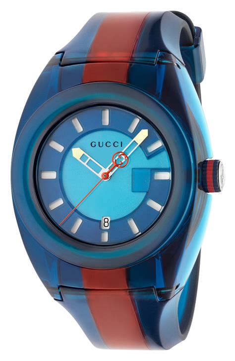 gucci mens sync white transparent rubber strap watch|genuine Gucci straps.